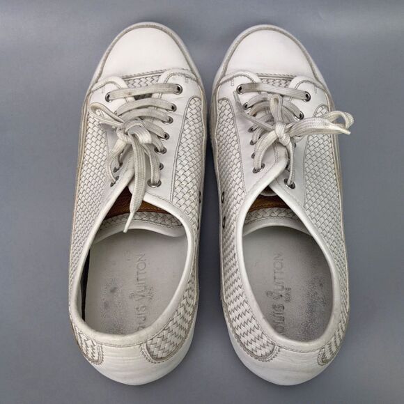 Louis Vuitton White Mens Size US 8.5 Leather Low Top Monogram Logo LV Sneakers main image 7
